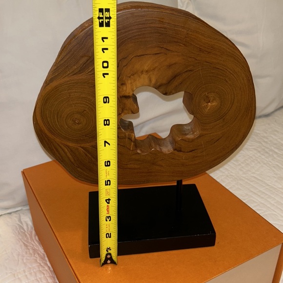 Abstract Wood Sculpture Art Mounted on Stand - Picture 9 of 11